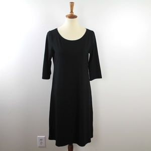 Eileen Fisher Black Viscose Nylon T Shirt Dress S